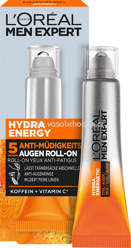 L'ORÉAL PARiS MEN EXPERT Augen Roll-on Hydra Energy, Koffein + Vitamin C, 10 ml L'ORÉAL PARiS MEN EXPERT Augen Roll-on Hydra Energy, Koffein + Vitamin C, 10 ml