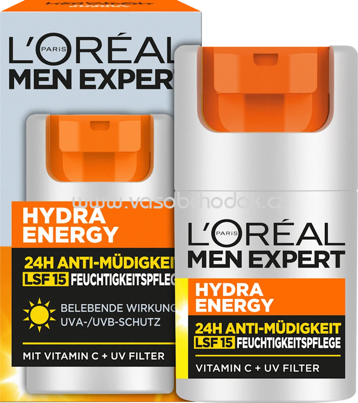 L'ORÉAL PARiS MEN EXPERT Gesichtscreme Hydra Energy, Feuchtigkeitspflege mit Vitamin C, 24h Anti-Müdigkeit LSF 15, 50 ml L'ORÉAL PARiS MEN EXPERT Gesichtscreme Hydra Energy, Feuchtigkeitspflege mit Vitamin C, 24h Anti-Müdigkeit LSF 15, 50 ml