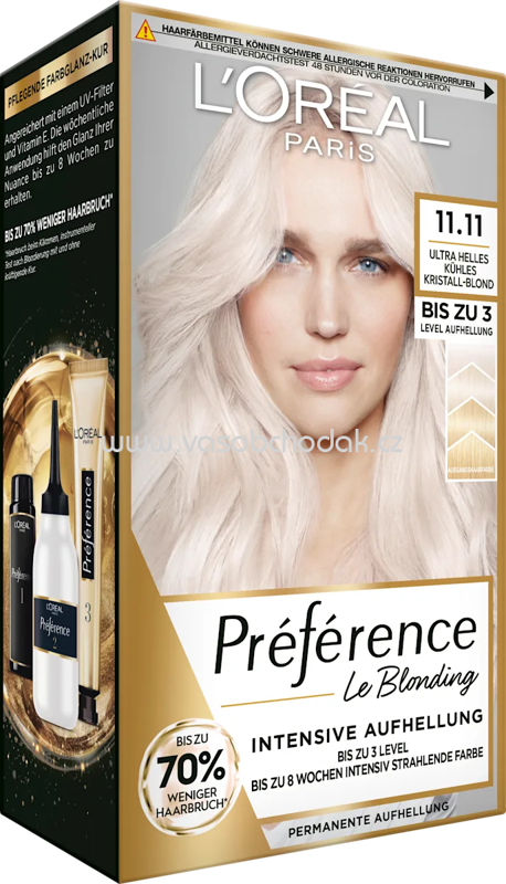 L'ORÉAL PARiS PRÉFÉRENCE Haarfarbe 11.11 Ultra Helles Kühles Kristall-Blond, 1 St L'ORÉAL PARiS PRÉFÉRENCE Haarfarbe 11.11 Ultra Helles Kühles Kristall-Blond, 1 St
