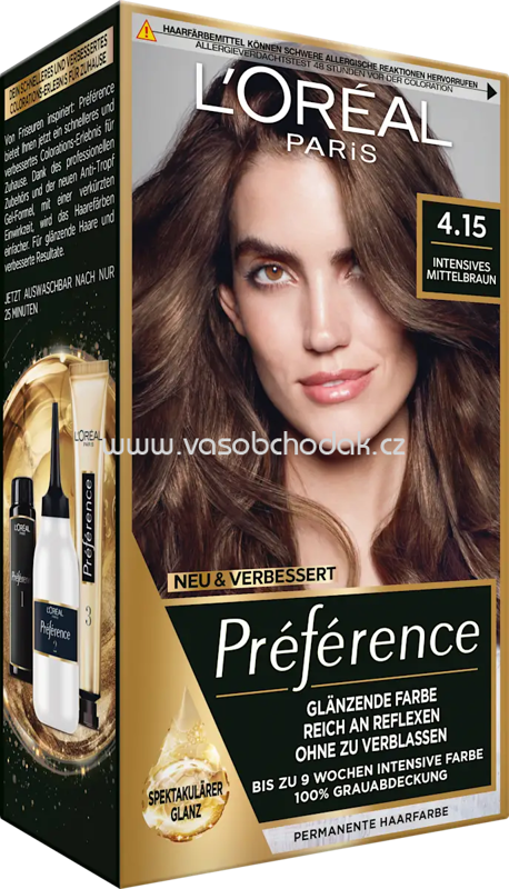 L'ORÉAL PARiS PRÉFÉRENCE Haarfarbe 4.15 Intensives Mittelbraun, 1 St L'ORÉAL PARiS PRÉFÉRENCE Haarfarbe 4.15 Intensives Mittelbraun, 1 St