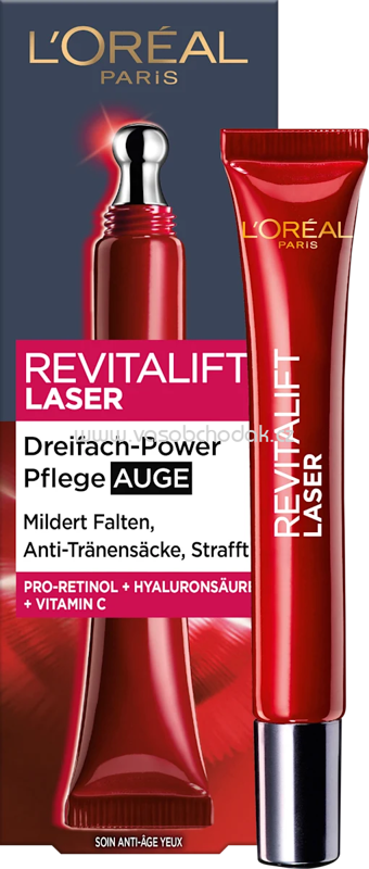 L'ORÉAL PARiS REVITALIFT Augencreme Revitalift Laser X3 Anti Age mit Koffein, 15 ml