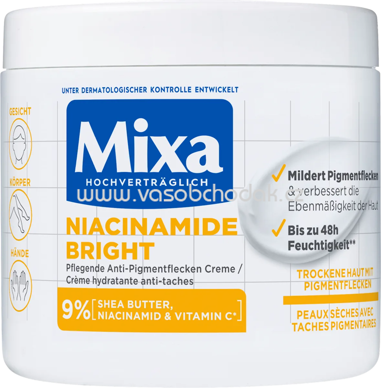 Mixa Pflegecreme Niacinamide Bright, 400 ml Mixa Pflegecreme Niacinamide Bright, 400 ml
