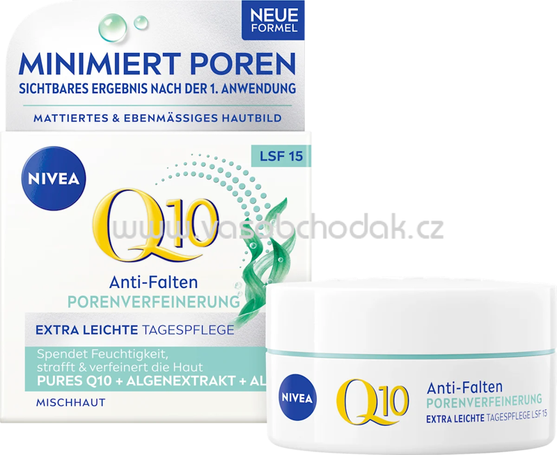 NIVEA Anti Falten Gesichtscreme Q10 Porenverfeinerung LSF 15, 50 ml NIVEA Anti Falten Gesichtscreme Q10 Porenverfeinerung LSF 15, 50 ml