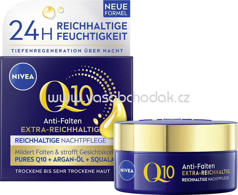NIVEA Anti Falten Nachtcreme Q10 extra reichhaltig, 50 ml NIVEA Anti Falten Nachtcreme Q10 extra reichhaltig, 50 ml