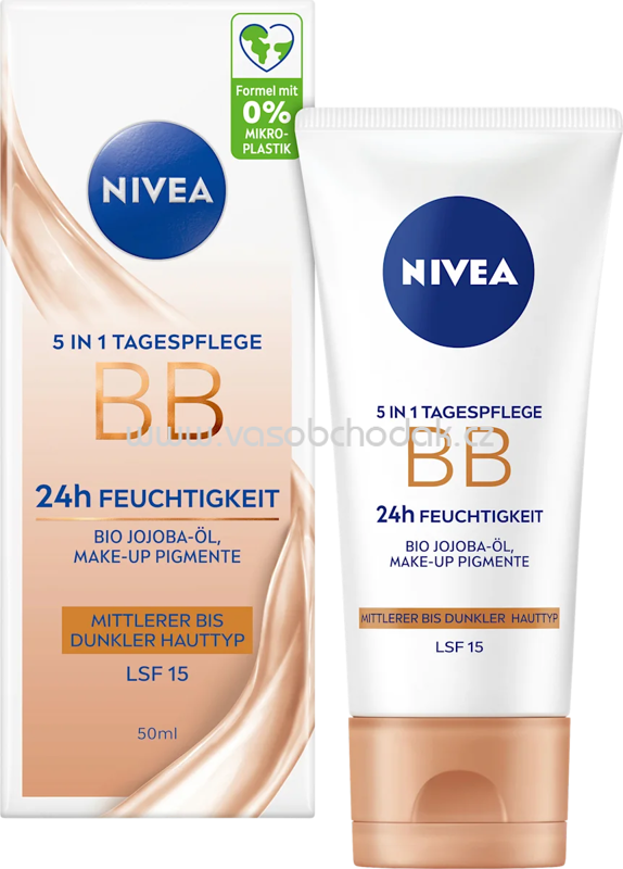 NIVEA BB Creme Essentials 5in1 mittlerer bis dunkler Hauttyp, LSF 15, 50 ml NIVEA BB Creme Essentials 5in1 mittlerer bis dunkler Hauttyp, LSF 15, 50 ml