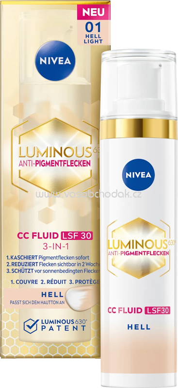 NIVEA CC Creme Luminous 630 Getöntes Fluid Hell LSF 30, 40 ml NIVEA CC Creme Luminous 630 Getöntes Fluid Hell LSF 30, 40 ml