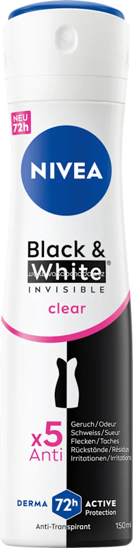 NIVEA Antitranspirant Deospray Black & White Invisible Clear, 150 ml NIVEA Antitranspirant Deospray Black & White Invisible Clear, 150 ml