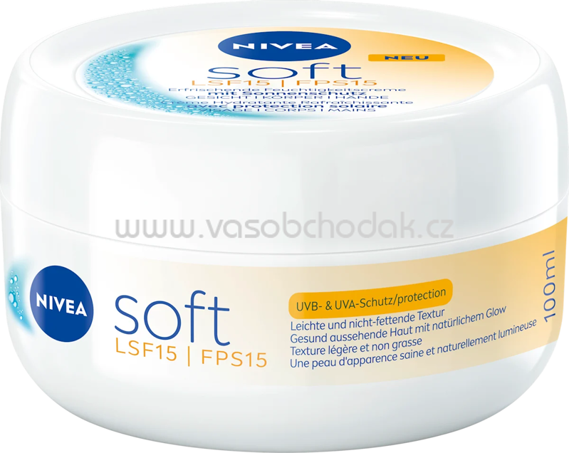NIVEA Feuchtigkeitscreme soft im Tiegel LSF 15, 100 ml
