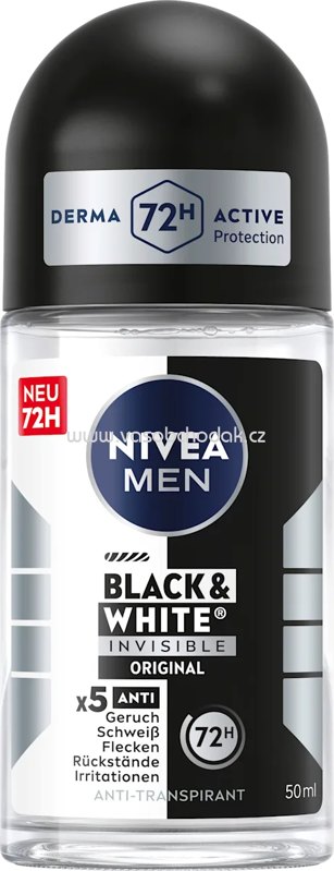 NIVEA MEN Antitranspirant Deo Roll-on Black & White, 50 ml NIVEA MEN Antitranspirant Deo Roll-on Black & White, 50 ml