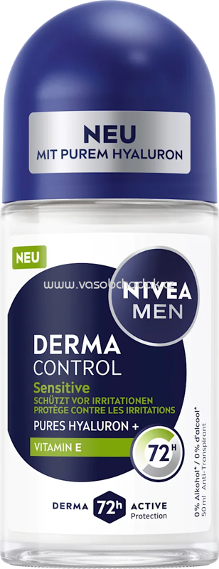 NIVEA MEN Antitranspirant Deo Roll-on Derma Control Sensitive, 50 ml NIVEA MEN Antitranspirant Deo Roll-on Derma Control Sensitive, 50 ml