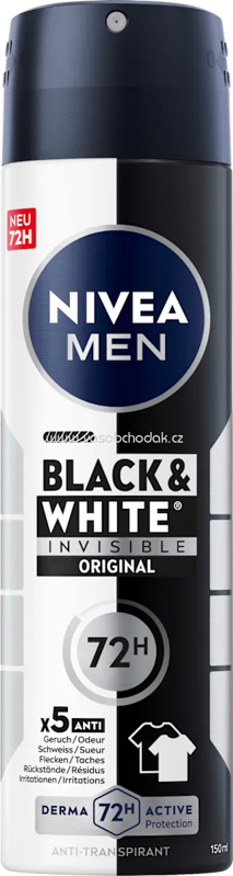 NIVEA MEN Antitranspirant Deospray Black & White Invisible, 150 ml NIVEA MEN Antitranspirant Deospray Black & White Invisible, 150 ml