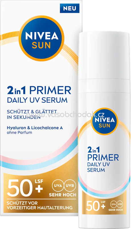 NIVEA SUN Sonnenfluid 2in1 Primer & UV Serum, LSF 50+, 30 ml NIVEA SUN Sonnenfluid 2in1 Primer & UV Serum, LSF 50+, 30 ml