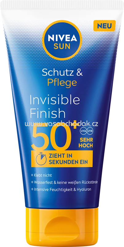 NIVEA SUN Sonnenmilch invisible finish, Schutz & Pflege, LSF 50+, 150 ml NIVEA SUN Sonnenmilch invisible finish, Schutz & Pflege, LSF 50+, 150 ml