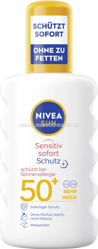 NIVEA SUN Sonnenspray sensitiv Sofortschutz LSF 50+, 200 ml NIVEA SUN Sonnenspray sensitiv Sofortschutz LSF 50+, 200 ml