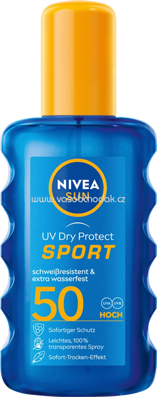 NIVEA SUN Sonnenspray UV Dry Protect Sport, LSF 50, 200 ml NIVEA SUN Sonnenspray UV Dry Protect Sport, LSF 50, 200 ml