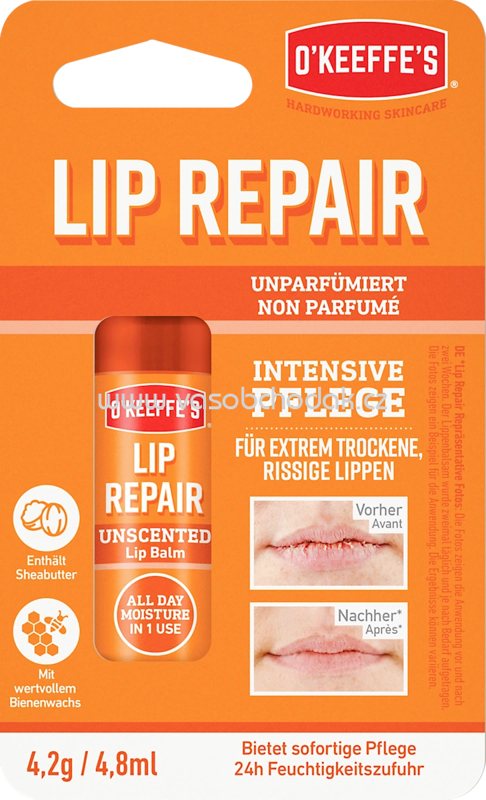 O'Keeffe's Lippenpflege Lip Repair parfümfrei, 4,2 g