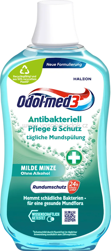 Odol med 3 Mundspülung antibakteriell Pflege & Schutz, 500 ml Odol med 3 Mundspülung antibakteriell Pflege & Schutz, 500 ml