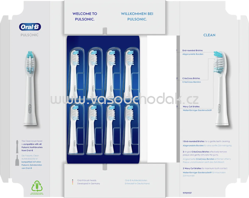 Oral-B Aufsteckbürsten Pulsonic Clean, 8 St Oral-B Aufsteckbürsten Pulsonic Clean, 8 St