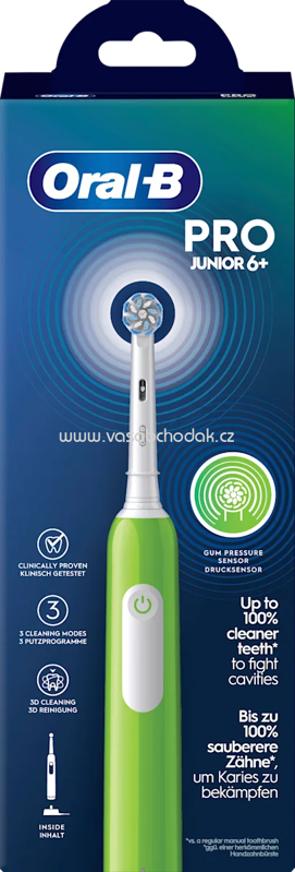 Oral-B Elektrische Zahnbürste Kinder PRO Junior Green, ab 6 Jahren, 1 St Oral-B Elektrische Zahnbürste Kinder PRO Junior Green, ab 6 Jahren, 1 St