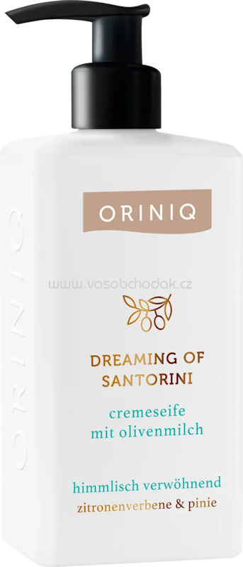 ORINIQ Flüssigseife Dreaming of Santorini mit Olivenmilch, Zitronenverbene & Pinie, 300 ml ORINIQ Flüssigseife Dreaming of Santorini mit Olivenmilch, Zitronenverbene & Pinie, 300 ml