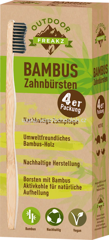  Outdoor Freakz Zahnbürste Bambus mittel 4er Packung, 4 St