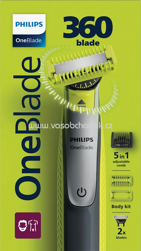 PHILIPS OneBlade Elektrischer Rasierer, OneBlade 360 Face & Body QP2834/23, 1 St