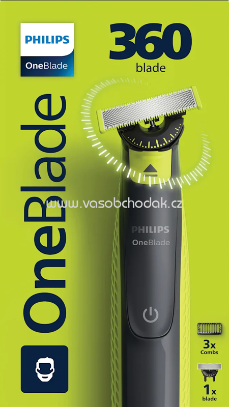 PHILIPS OneBlade Elektrischer Rasierer, OneBlade 360 Face QP2724/23, 1 St