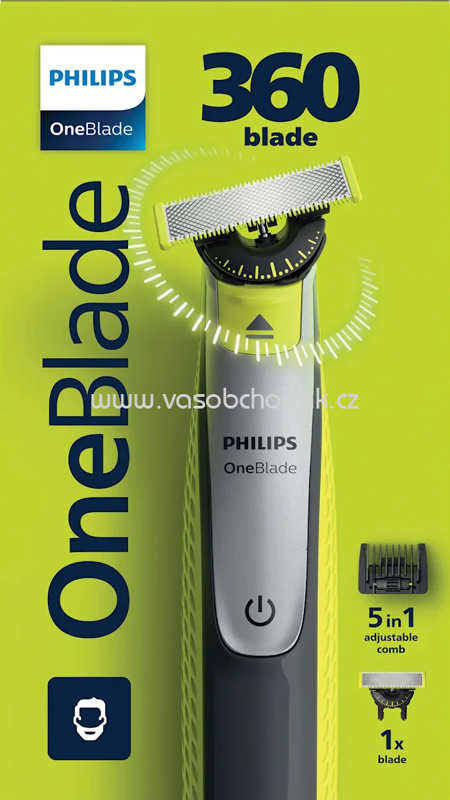 PHILIPS OneBlade Elektrischer Rasierer, OneBlade 360 Face QP2734/23, 1 St
