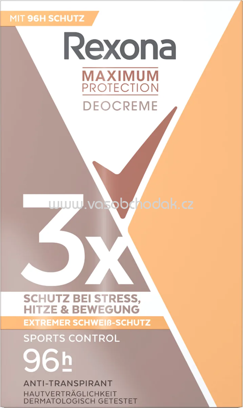 Rexona Antitranspirant Deocreme Maximum Protection Sports Control, 45 ml Rexona Antitranspirant Deocreme Maximum Protection Sports Control, 45 ml