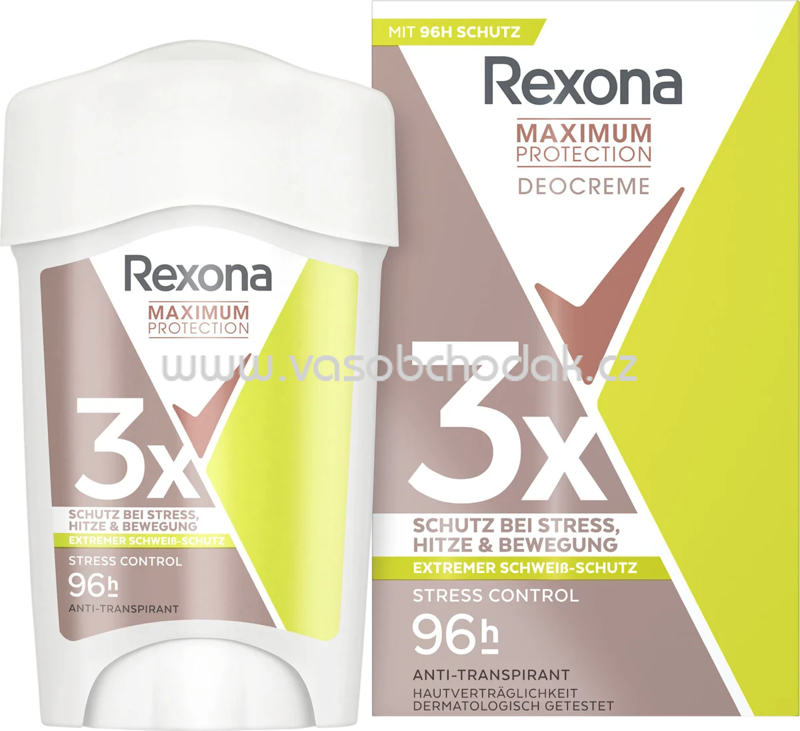 Rexona Antitranspirant Deocreme Maximum Protection Stress Control, 45 ml Rexona Antitranspirant Deocreme Maximum Protection Stress Control, 45 ml