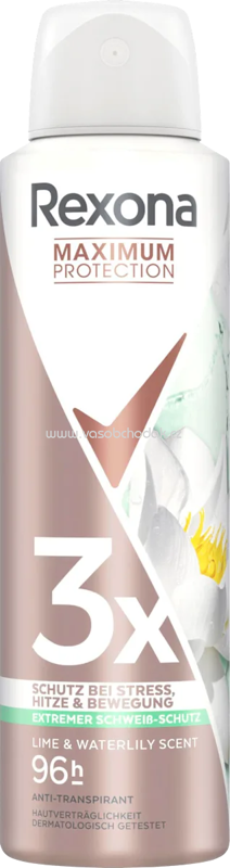 Rexona Antitranspirant Deospray Maximum Protection Lime & Waterlily Scent, 150 ml Rexona Antitranspirant Deospray Maximum Protection Lime & Waterlily Scent, 150 ml