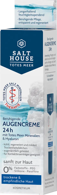 Salthouse Augencreme mit Totes Meer Mineralien & Hyaluron, 15 ml