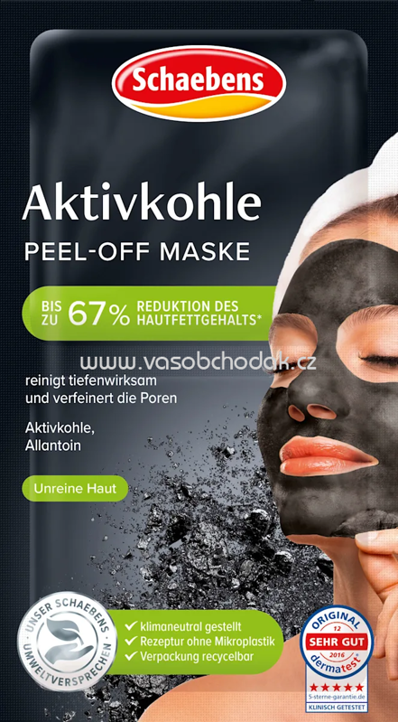 Schaebens Gesichtsmaske peel off Aktivkohle (2x8 ml), 16 ml