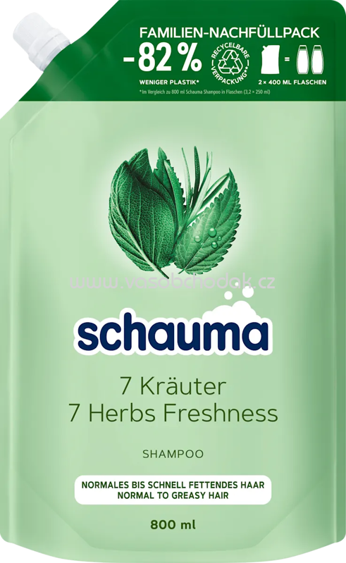 schauma Shampoo 7 Kräuter Nachfüllpack, 800 ml