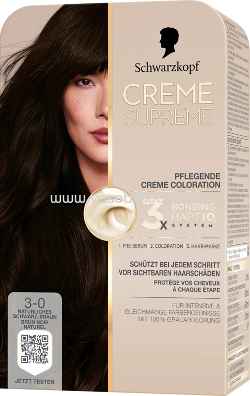 Schwarzkopf CREME SUPREME Haarfarbe 3-0 Natürliches Schwarz-Braun, 1 St Schwarzkopf CREME SUPREME Haarfarbe 3-0 Natürliches Schwarz-Braun, 1 St