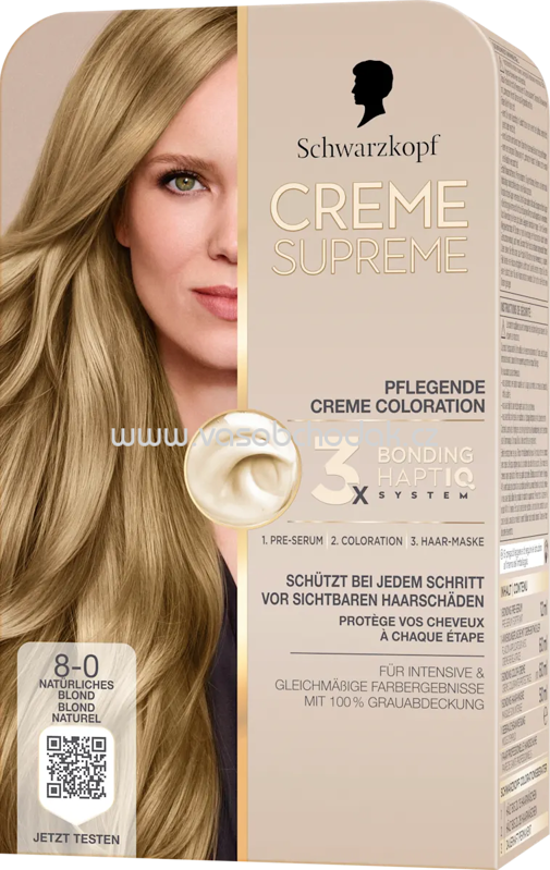Schwarzkopf CREME SUPREME Haarfarbe 8-0 Natürliches Blond, 1 St Schwarzkopf CREME SUPREME Haarfarbe 8-0 Natürliches Blond, 1 St
