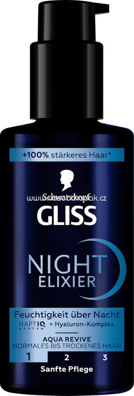 Schwarzkopf GLISS Haarkur Night Elixier Aqua Revive, 100 ml Schwarzkopf GLISS Haarkur Night Elixier Aqua Revive, 100 ml