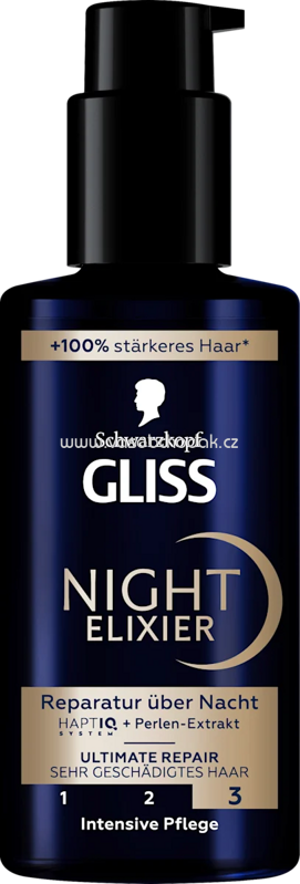 Schwarzkopf GLISS Haarkur Night Elixier Ultimate Repair, 100 ml Schwarzkopf GLISS Haarkur Night Elixier Ultimate Repair, 100 ml