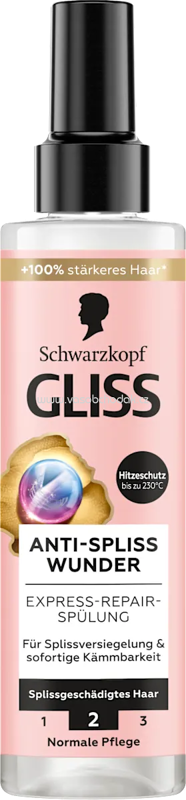 Schwarzkopf GLISS Sprüh-Conditioner Express-Repair Anti-Spliss Wunder, 200 ml Schwarzkopf GLISS Sprüh-Conditioner Express-Repair Anti-Spliss Wunder, 200 ml
