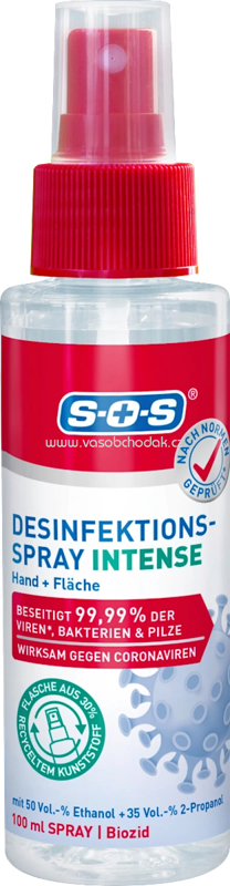 SOS Desinfektionsspray Intense für Hand & Flächen, 100 ml SOS Desinfektionsspray Intense für Hand & Flächen, 100 ml