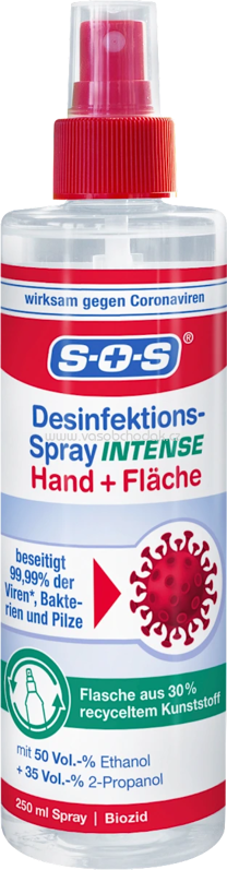 SOS Desinfektionsspray Intense Hand & Fläche, 250 ml