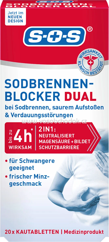 SOS Sodbrennen Blocker DUAL Kautabletten, 20 St SOS Sodbrennen Blocker DUAL Kautabletten, 20 St