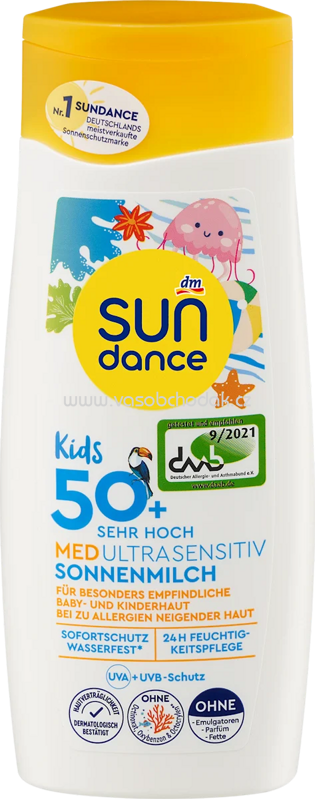 SUNDANCE Sonnenmilch Kids, MED ultra sensitiv, LSF 50+, 200 ml