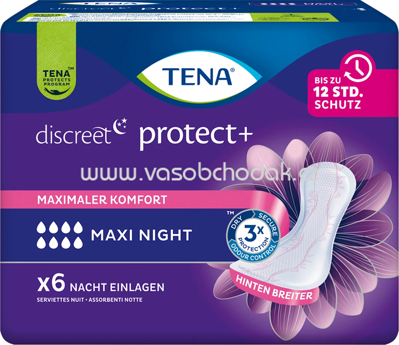 TENA discreet Einlagen Inkontinenz Maxi Night, 6 St TENA discreet Einlagen Inkontinenz Maxi Night, 6 St