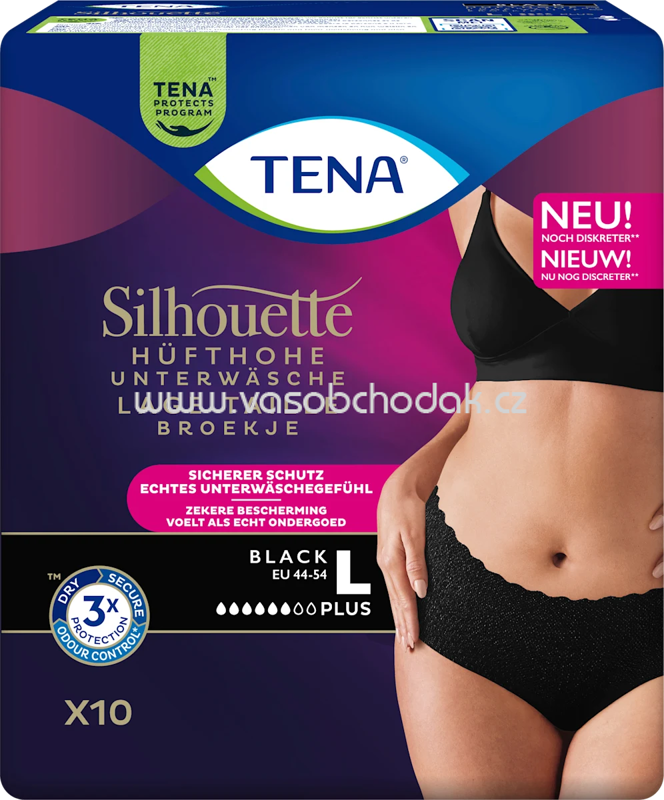 TENA Pants Inkontinenz Silhouette schwarz Gr. L, 10 St TENA Pants Inkontinenz Silhouette schwarz Gr. L, 10 St