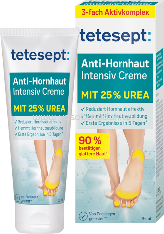 tetesept Fußcreme Anti Hornhaut 25 % Urea, 75 ml tetesept Fußcreme Anti Hornhaut 25 % Urea, 75 ml