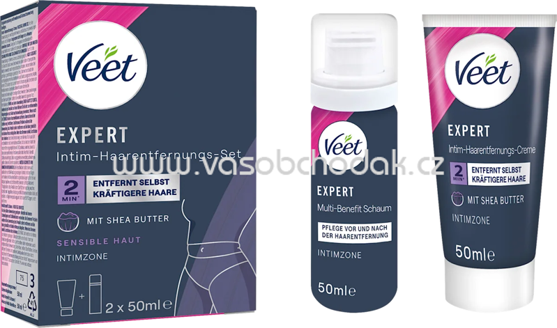 Veet Intimbereich Set, Enthaarungscreme & Multi-Benefit-Schaum 2x50 ml, 100 ml Veet Intimbereich Set, Enthaarungscreme & Multi-Benefit-Schaum 2x50 ml, 100 ml