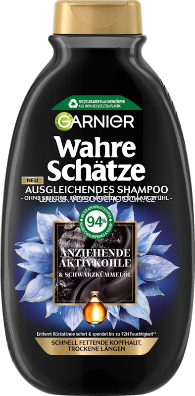 Wahre Schätze Shampoo Aktivkohle, fettige Kopfhaut, 300 ml Wahre Schätze Shampoo Aktivkohle, fettige Kopfhaut, 300 ml
