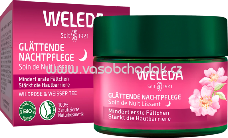 WELEDA Nachtcreme glättend Wildrose & weißer Tee, 40 ml