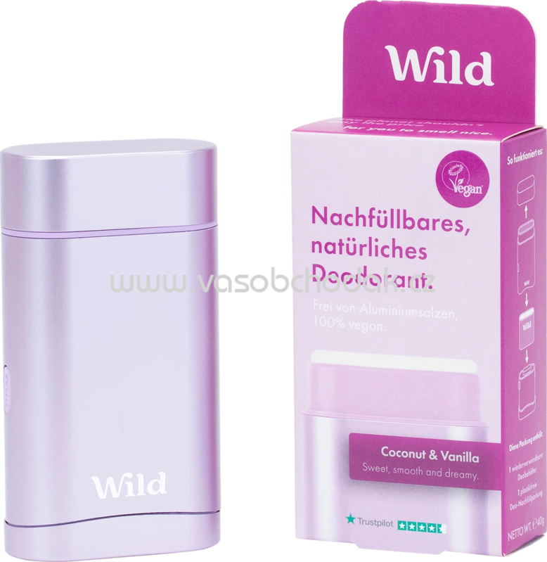 Wild Deostick Coconut & Vanilla + Nachfüllpack, 40 g